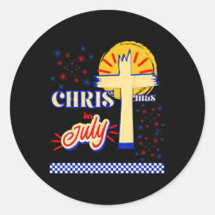 Retro Christmas In July Christian Jesus God Summer Classic Round Sticker