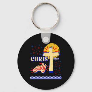 Retro Christmas In July Christian Jesus God Summer Key Ring