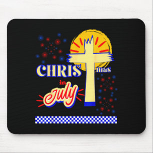 Retro christmas in july christian jesus god summer mouse pad