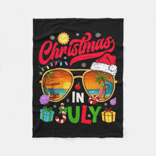 Retro Christmas In July Sungles Beach Summer Hawai Fleece Blanket