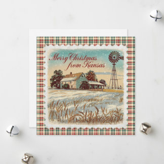 Retro Christmas In Kansas Holiday Card