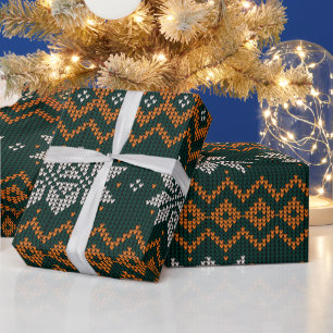 Retro Christmas knit Sweater Holiday Gift Wrapping Paper