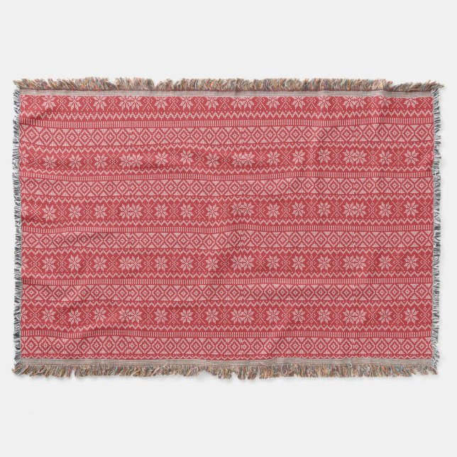 Retro Christmas knitted Sweater Pattern Holiday  Throw Blanket (Front)