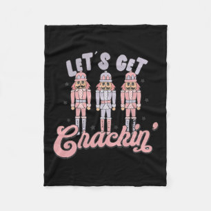 Retro Christmas Lets Get Crackin Nutcrackers Vinta Fleece Blanket