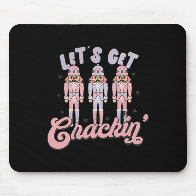 Retro Christmas Lets Get Crackin Nutcrackers Vinta Mouse Pad (Front)