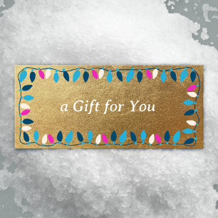 Retro Christmas Lights Gold Gift Certificate