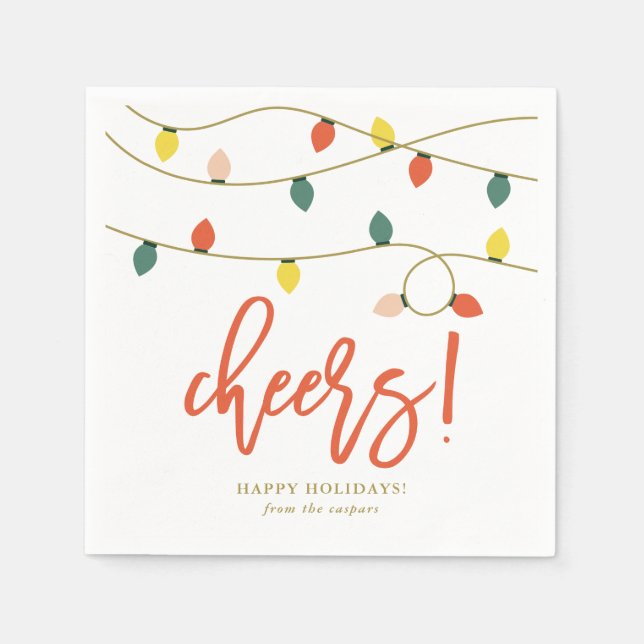 Retro Christmas Lights Holiday Napkin (Front)