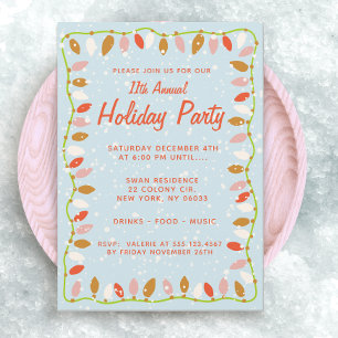 Retro  Christmas  Lights Holiday Party Invitation