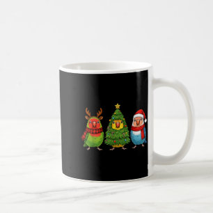 Retro Christmas Lovebird Parrot Santa Reindeer Coffee Mug