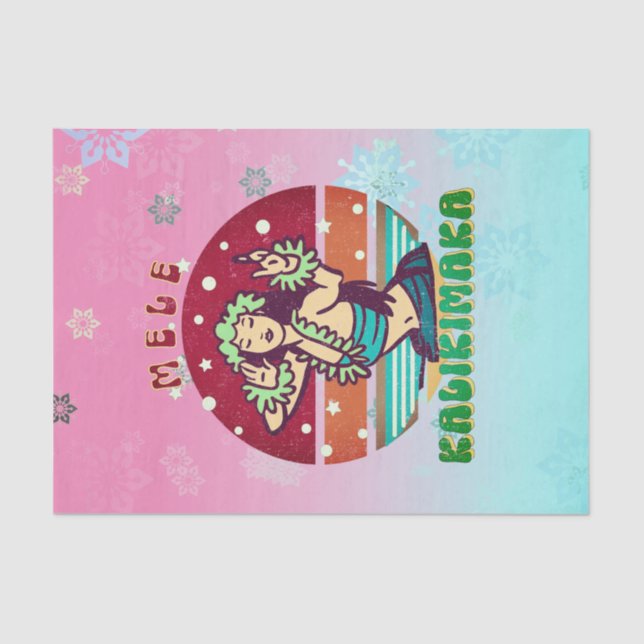 Retro Christmas, Mele Kalikimaka Hula Dancer Tissue Paper (Front)