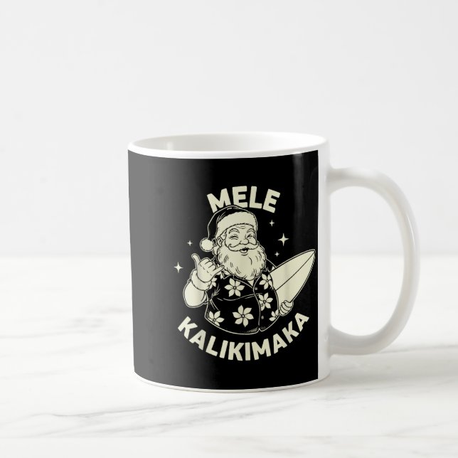 Retro Christmas Mele Kalikimaka Santa Shaka Hawaii Coffee Mug (Right)