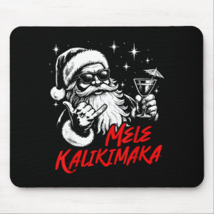 Retro Christmas Mele Kalikimaka Santa Shaka Hawaii Mouse Pad