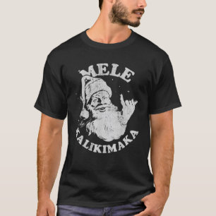 Retro Christmas Mele Kalikimaka Santa Shaka Hawaii T-Shirt