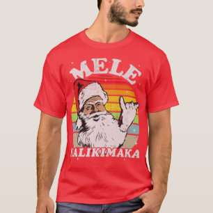 Retro Christmas Mele Kalikimaka Santa Shaka Hawaii T-Shirt