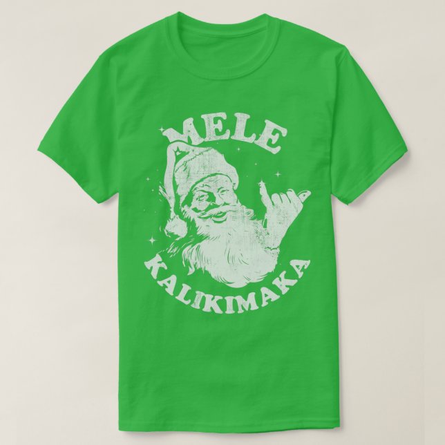 Retro Christmas Mele Kalikimaka Santa Shaka Hawaii T-Shirt (Design Front)