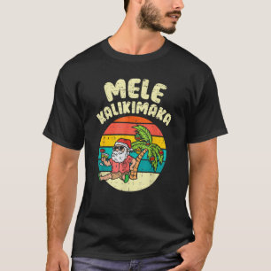 Retro Christmas Mele Kalikimaka Santa Shaka Hawaii T-Shirt