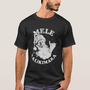 Retro Christmas Mele Kalikimaka Santa Shaka Hawaii T-Shirt