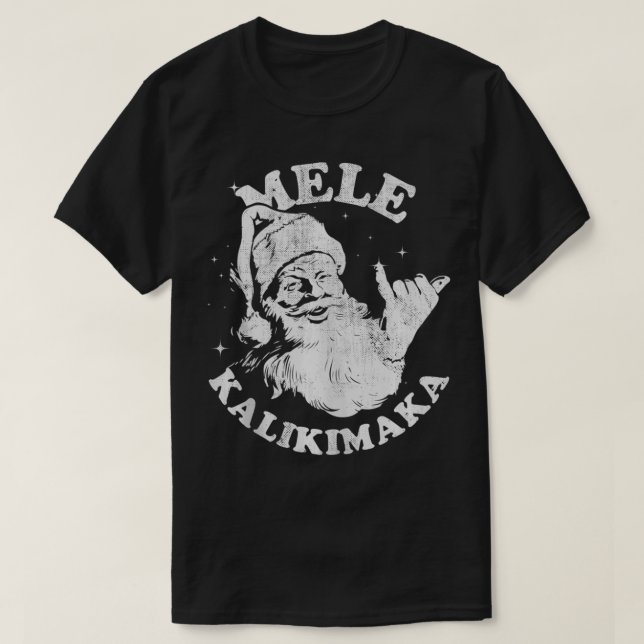 Retro Christmas Mele Kalikimaka Santa Shaka Hawaii T-Shirt (Design Front)