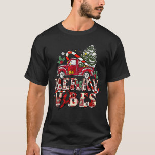 Retro Christmas Merry Vibes Vintage Truck Groovy M T-Shirt