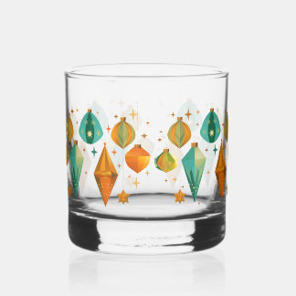 Retro Christmas Mid Century Modern Whiskey Glass