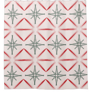 Retro Christmas mid century seamless pattern in vi Shower Curtain