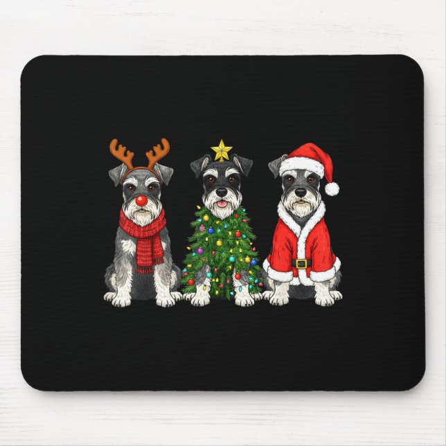 Retro Christmas Miniature Schnauzer Santa Reindeer Mouse Pad (Front)