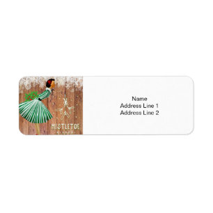Retro Christmas Mistletoe Kisses Return Address Label