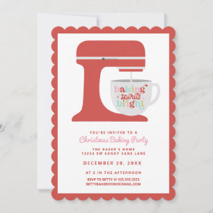 Retro Christmas Mixer    Baking Party Invitation