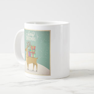 Retro Christmas Mug - Raindeer with Gifts