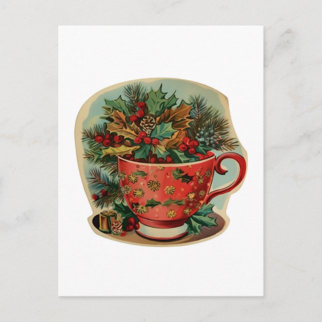 Retro Christmas Mug Still Life Postcard (Front)