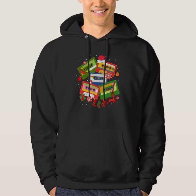 Retro Christmas Music Cassette Tapes Xmas For Men  Hoodie (Front)