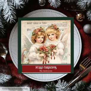 Retro Christmas Napkins Elegant Angel Table Accent