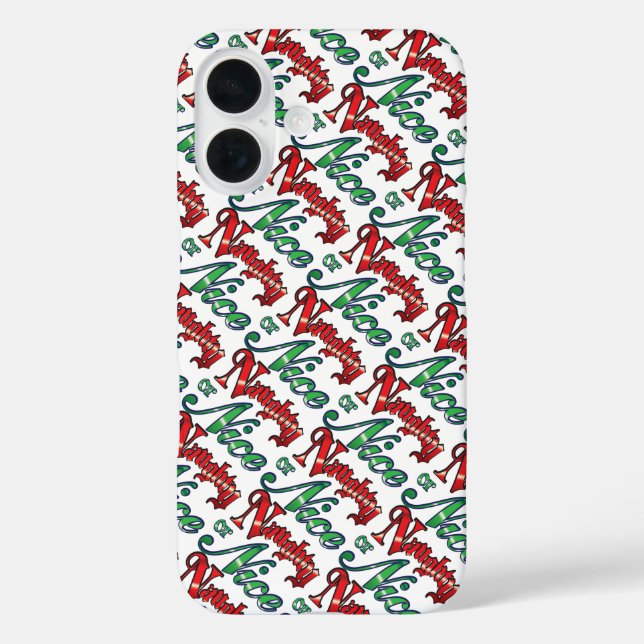 Retro Christmas, Naughty or Nice Red Green Letters Case-Mate iPhone Case (Back)