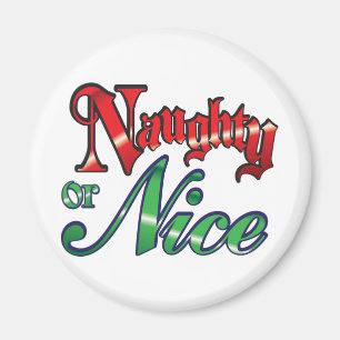 Retro Christmas, Naughty or Nice Red Green Letters Magnet