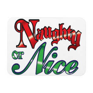 Retro Christmas, Naughty or Nice Red Green Letters Magnet