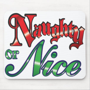 Retro Christmas, Naughty or Nice Red Green Letters Mouse Pad