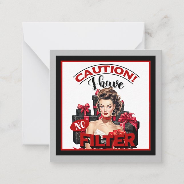 Retro Christmas No Filter Pinup Card (Front)