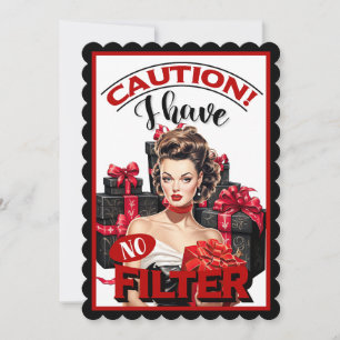 Retro Christmas No Filter Pinup Thank You Card