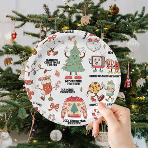 Retro Christmas Nostalgic Green And Red Paper Plate