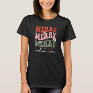 Retro Christmas Nurse Merry Cardiac Nurse Holiday T-Shirt