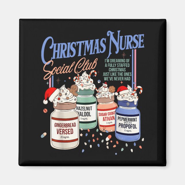 Retro Christmas Nurse Social Icu Nurse Profol Xmas Magnet (Front)