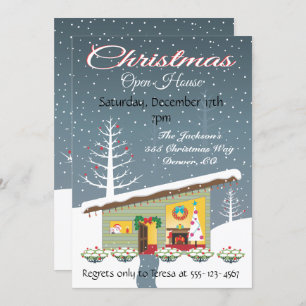 Retro Christmas Open House Invitations