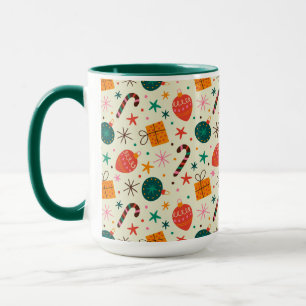 Retro Christmas Ornament and Gift Pattern Mug