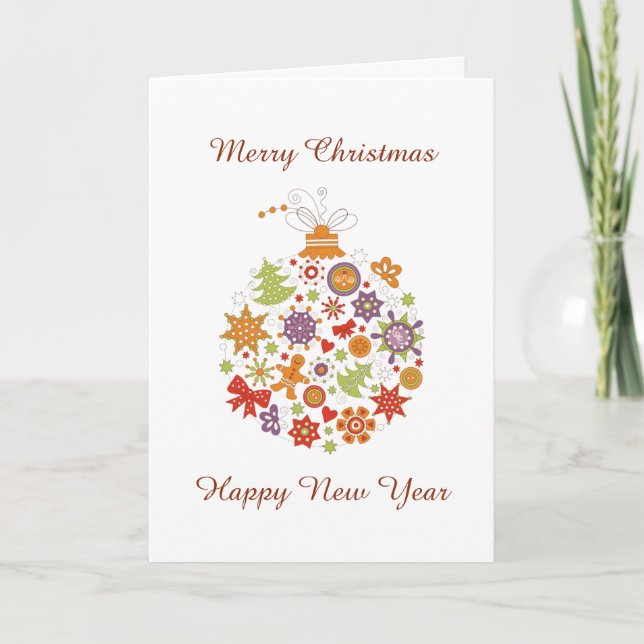 Retro Christmas Ornament Christmas Greeting Card (Front)