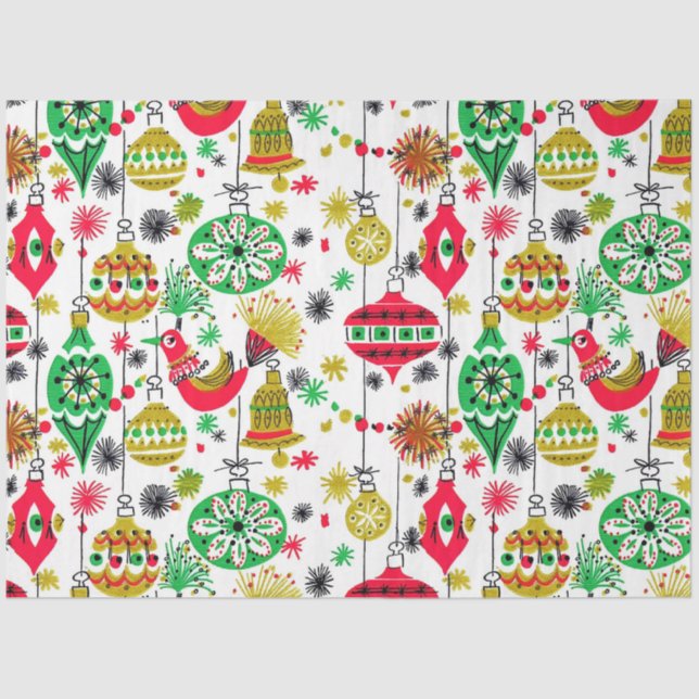 Retro Christmas Ornament Decoupage Tissue Paper (Front)