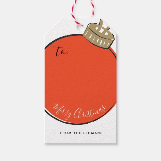 Retro Christmas Ornament Gift Tags (Front)