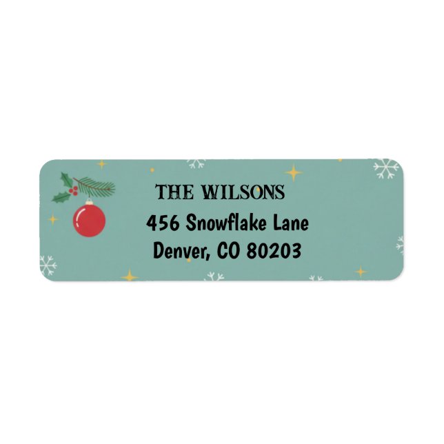 Retro Christmas Ornament Holly Berry Label Return Address Label (Front)