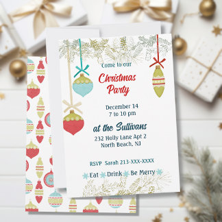 Retro Christmas Ornament  Invitation
