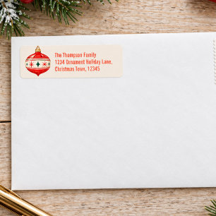 Retro Christmas Ornament Return Address Label