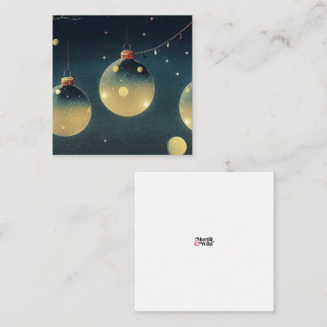 Retro Christmas Ornament Screen Print Style Card (Front/Back)